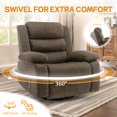thumbnail image 3 of YSICK Massage Swivel Rocker Recliner Chair for Adults Oversized for Living Room,Brown, 3 of 7
