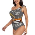 thumbnail image 2 of Gaeub I Like Big Digger Women's One Shoulder Ruffle Tummy Control Swimwear for Swimming Surfing Beach Party - Medium, 2 of 8