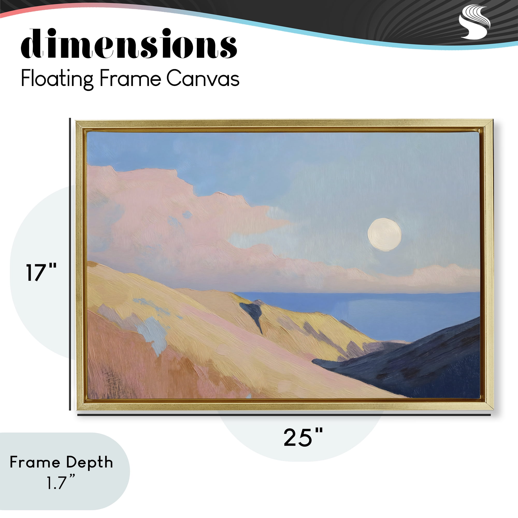 Stupell Industries Pink Hills At The Ocean Gold Framed Floater Canvas Wall Art, design by Gina Kelly