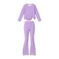 thumbnail image 2 of BXJX Girls Outfit Sets 2 Piece, Causal Crew Neck Long Sleeve Sweatshirt and Flare Pants Sets Purple Size 12-13 T, 2 of 6