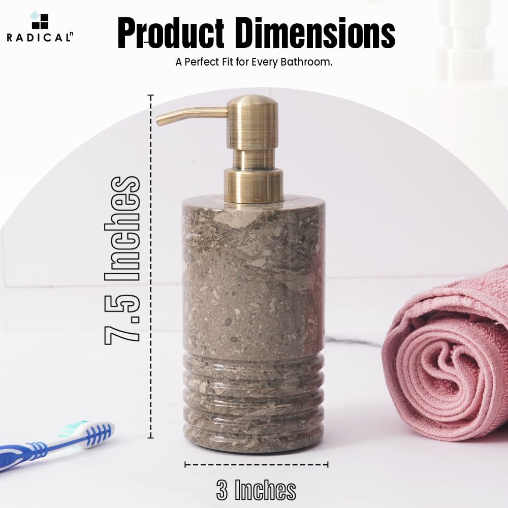 Radicaln Marble Soap Dispenser 7.5 inch Oceanic Hand Soap, Lotion, Foaming Shampoo & Sanitizer Container for Bathroom Countertop Decor - Liquid Dish Soap Dispenser for Kitchen Sink