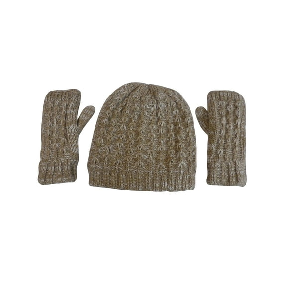 N'Ice Caps Women's Heather Yarn Knit Hat and Open Finger Wrist Glove Set - Adults Ladies