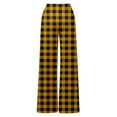 thumbnail image 4 of Arlun Plaid Wide Leg Pants for Women Elastic High Waist Drawstring Loose Trousers Checkered Printed Baggy Lightweight Long Pant with Pockets Casual Comfort Fashion Clothes Yellow XL, 4 of 5