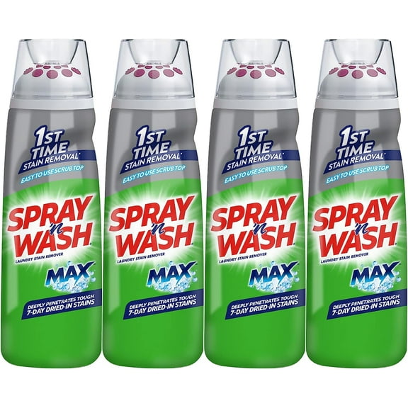 Pre-Treat Max Laundry Stain Remover Gel Stick With Easy To Use Scrub Top, Deeply Penetrates 1St Time And Dried-In Stains, 6.7 Fl Oz, Pack Of 4