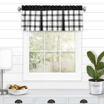 Achim Tate Plaid Light Filtering Curtain Valance, Black, 56" x 13"