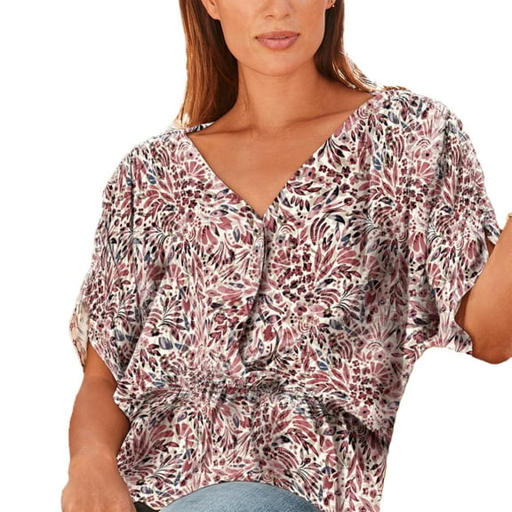 LASCANA Women's Allover Pattern Blouse Shirt Flower