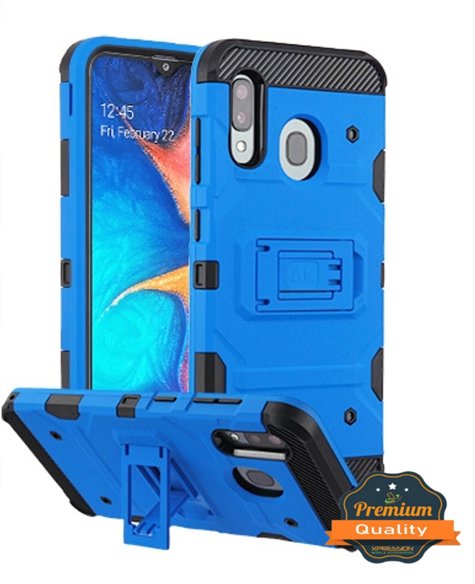 patio armor outdoor furniture covers on Samsung Galaxy A20 Phone Case Tuff Hybrid Impact Armor Rugged Rubber Soft Tpu Dual Layer Hard With Kickstand Stand Protective Heavy Duty Cover Blue Phone Case For Samsung Galaxy A20 A205