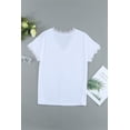 thumbnail image 2 of POGLIP Women's White V Neck Lace Trim Short Sleeve Top, 2 of 6