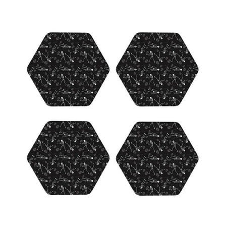 

Leather Coasters with Heat-resistant for Drinks cute skull -标题2 Hexagon