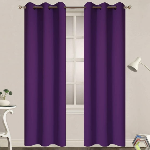 EnjinZZ Blackout Curtains for Bedroom,Thermal Insulated Blackout Grommet Top Drapes for Living Room,Purple,38x84 Inch, 2 Panels