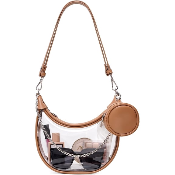 Clear Bag for Stadium Events, Clear Purses for Women Stadium Crossbody, PVC Clear Concert Bag with Purse