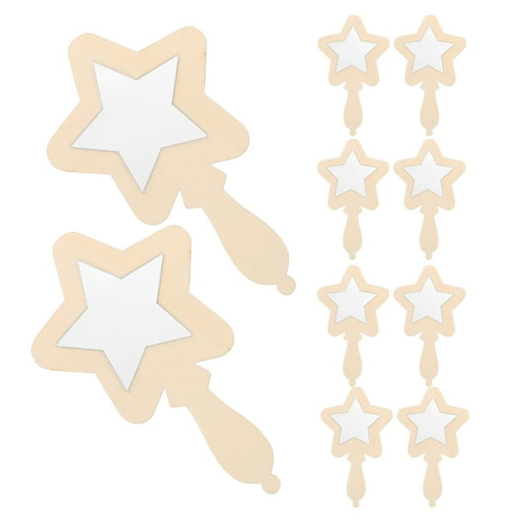 FRCOLOR 12pcs Small Wooden Handheld Mirrors for Kids DIY  Unbreakable Mirrors for Crafts Portable Wood Handle Mirrors for Classroom and Home Activities
