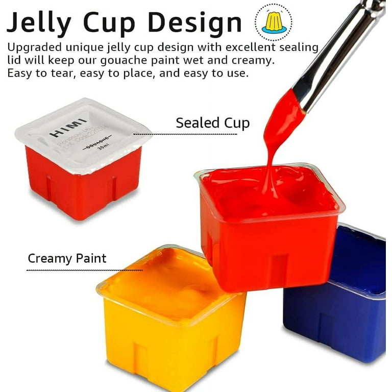 ABEIER Himi Gouache Paint Set, 18 Colors x 30ml Unique Jelly Cup Design, Portable Case with Palette for Artists, Students, Gouache