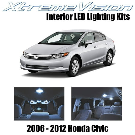 Honda Civic Interior XtremeVision LED for Honda Civic 2006-2012 (10 Pieces) Cool White Premium Interior LED Kit Package + Installation Tool ()