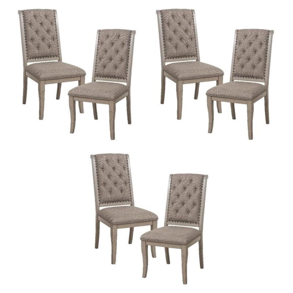 Pemberly Row Traditional Wood Dining Room Side Chair in Gray Cashmere (Set of 6)