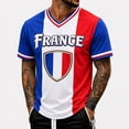 thumbnail image 4 of 2026 Soccer Cup Fan Jersey for Men, V-Neck Short Sleeve T-Shirt with National Team Graphic, Soft Cotton Blend Athletic Top, 1 PC Blue L, 4 of 5