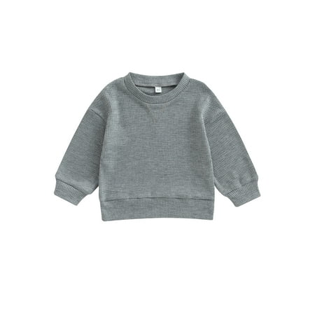 

Toddler Kids Baby Boy Girl Crewneck Sweatshirt Cotton Long Sleeve Solid Color Pullover Top Casual Spring Fall Clothes