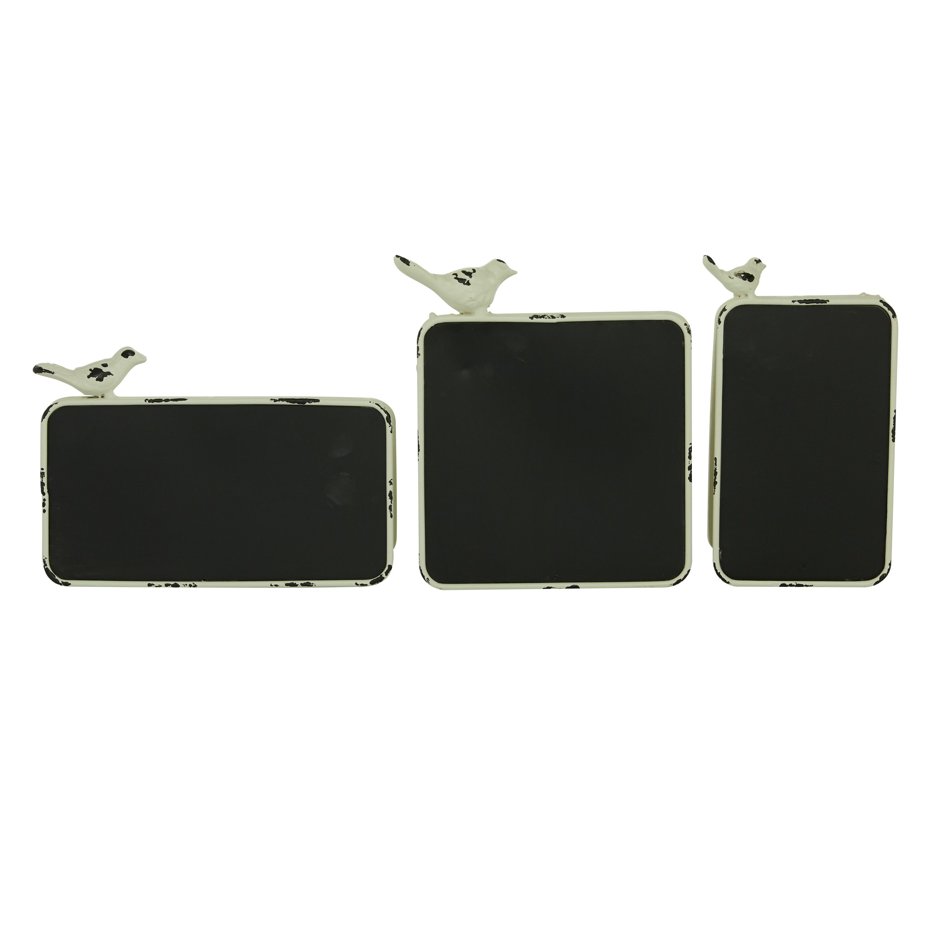 DecMode Bird Chalkboard Metal Decorative Sign, 3-Pieces