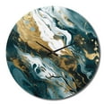 thumbnail image 2 of Designart "Serene Cascade Blue Gold Harmony" Abstract Oversized Wall Clock, 2 of 5