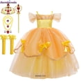 thumbnail image 1 of Girls Belle Princess Dress Disney Kids Summer Cosplay Costume Beauty and the Beast Clothing with Stick Crown Birthday Party Gift3T(100) Gao Jinjia LED, 1 of 2