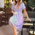 thumbnail image 3 of Goofa Fish Scale1 Pattern Women Summer Short Sleeve Midi Dress with Pockets Casual Aline Flowy Tshirt Dress Vocation Beach Sundress, 3 of 6