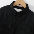 thumbnail image 6 of WAVSUF Boys Button Down Shirt Collar Neck with Chest Pocket Long Sleeve Fall Comfort Trendy Coat Black 10-12, 6 of 7