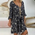 thumbnail image 1 of Robe à Manches Longues Femme Femmes Dames Ample Grande Taille Imprimé Manches Longues Col en V Mini-Robe Robe Grande Taille Femme Robe à Manches Longues pour Femmes Robe Grande Taille pour Femmes, 1 of 1