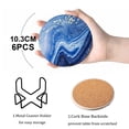 thumbnail image 2 of Coasters for Drinks with Holder Set of 6,Marble Ocean Style Absorbent Ceramic Coasters with Cork Base,No Scratched - blue, 2 of 7