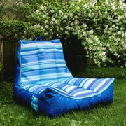 Big Joe Captain's Float No Inflation Needed Pool Lounger with Drink Holder, Blurred Blue Double Sided Mesh, Quick Draining Fabric, 3 feet
