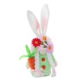 thumbnail image 1 of 23cm Silver Gnomo de conejito de Pascua sosteniendo decoraciones de adorno de muñeca de flor de zanahoria, 1 of 5