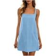thumbnail image 6 of HBBIKVI Square Neck Mini Dress for Women Summer Sleeveless Shift Dress with Two Front Patch Pockets and Relaxed Silhouette for Everyday Casual Vacation Style, 6 of 9