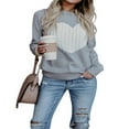 thumbnail image 1 of Pull-Over Tricoté à Manches Longues Motif Cœur pour Femmes Saint-Valentin Noir TTG, 1 of 8