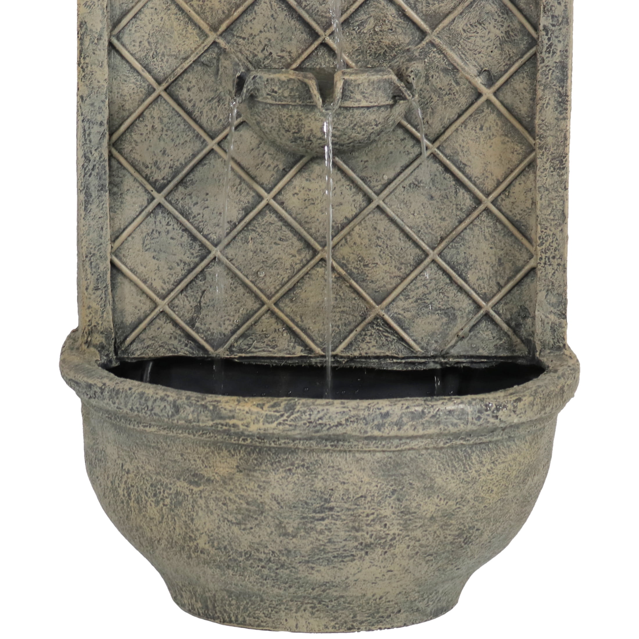 Sunnydaze Messina Polystone Outdoor Wall Fountain, French Limestone Finish