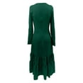 thumbnail image 6 of Women Gala Dresses Western Style Button Front Ruffle Detail Long Sleeve Maxi Dress Vintage Dress Gown Wedding Dresses Dark Green M, 6 of 6