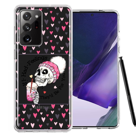 MUNDAZE Samsung Galaxy Note 20 Ultra Pink Dead Valentine Skull Frap Hearts If I had Feelings They'd Be For You Love Double Layer Phone Case Cover