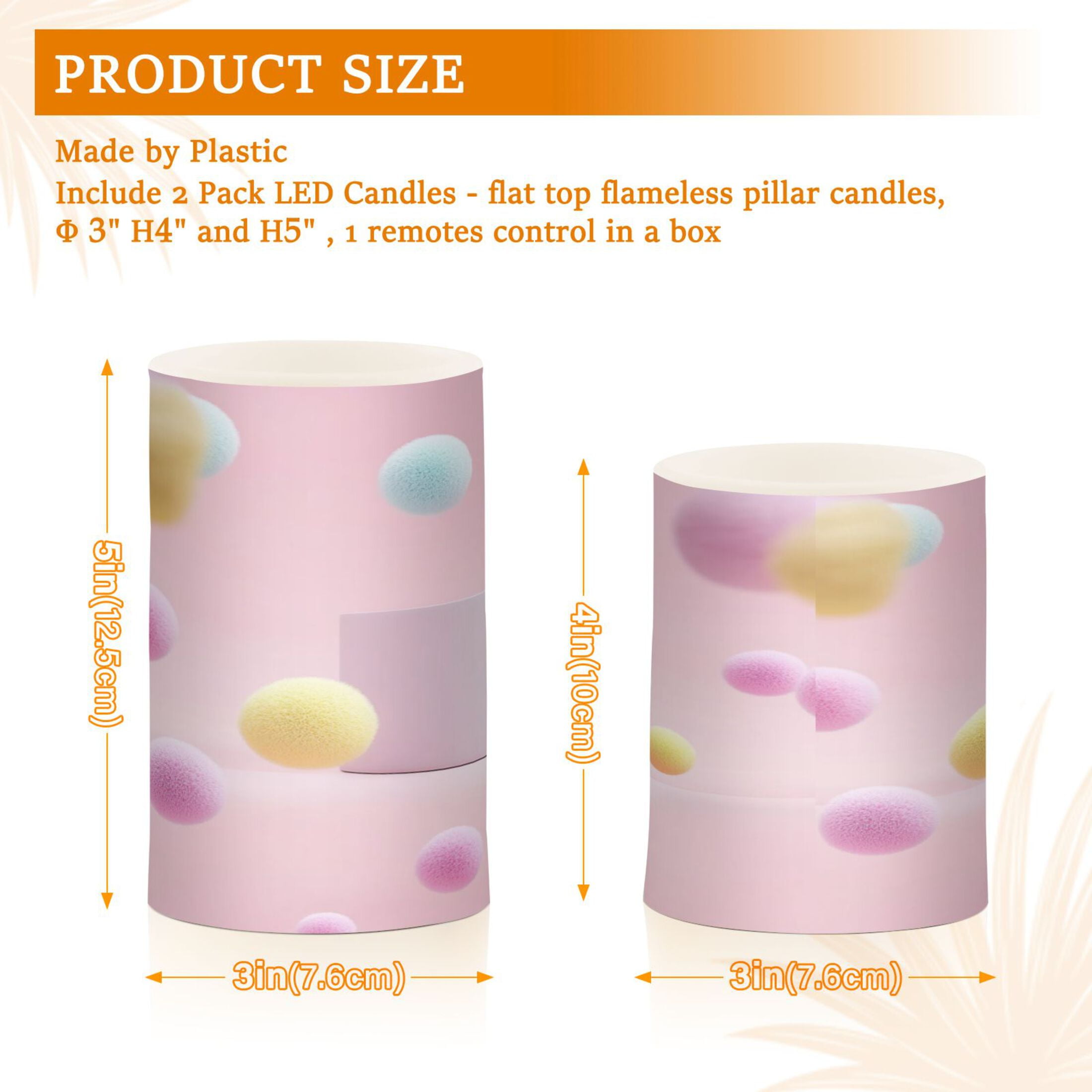Flameless Candles Lights, Pack of two LED Lights, Dimmable LED Pillar Candles Battery Operated, Flames Remote Control Colored Balls