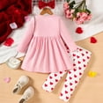 thumbnail image 6 of Hpapadks Girls Outfits Long Sleeve Valentine's Day Sequin T Shirt Dress Tops Heart Prints Pants Headbands Outfit Girls' Clothing Sets, 6 of 6