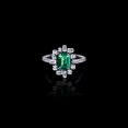 thumbnail image 2 of HeartsAndYou Natural Green Emerald Moissanite Halo Cocktail Gatsby Ring 14k SOLID White Gold, 2 of 9