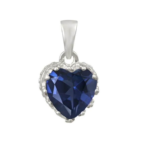 7 MM Heart Shape Natural Blue Sapphire 925 Sterling Silver Valentines Day Gifts Pendant