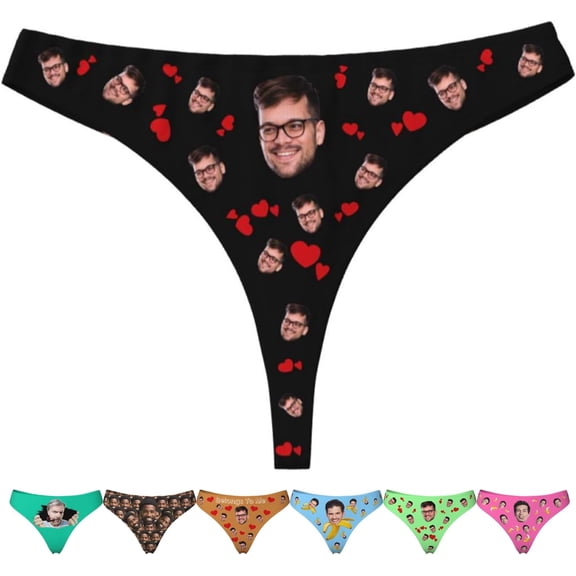 Custom Thongs for Women with Face Personalized Thong Womens Funny Underwear Design Faces Custom Underwear for Gift