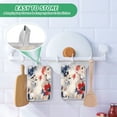 thumbnail image 6 of Two Pieces Of Square Heat Insulation Pad Oven Mitts 7x9.8 Inch Oven Microwave Kitchen Cooking Baking Beautiful Red and Blue Flowers, 6 of 7
