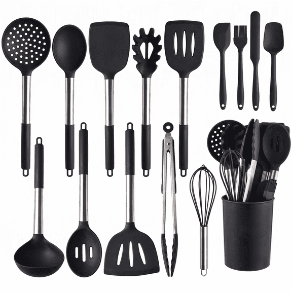 Behome Silicone Spatula Set of 6, Food Grade Rubber Spatulas, High Temperature Resistant, Safe BPA-Free, Nonstick Safe & Dishwasher Safe Baking Spatula Set for Cooking & Mixing, Black
