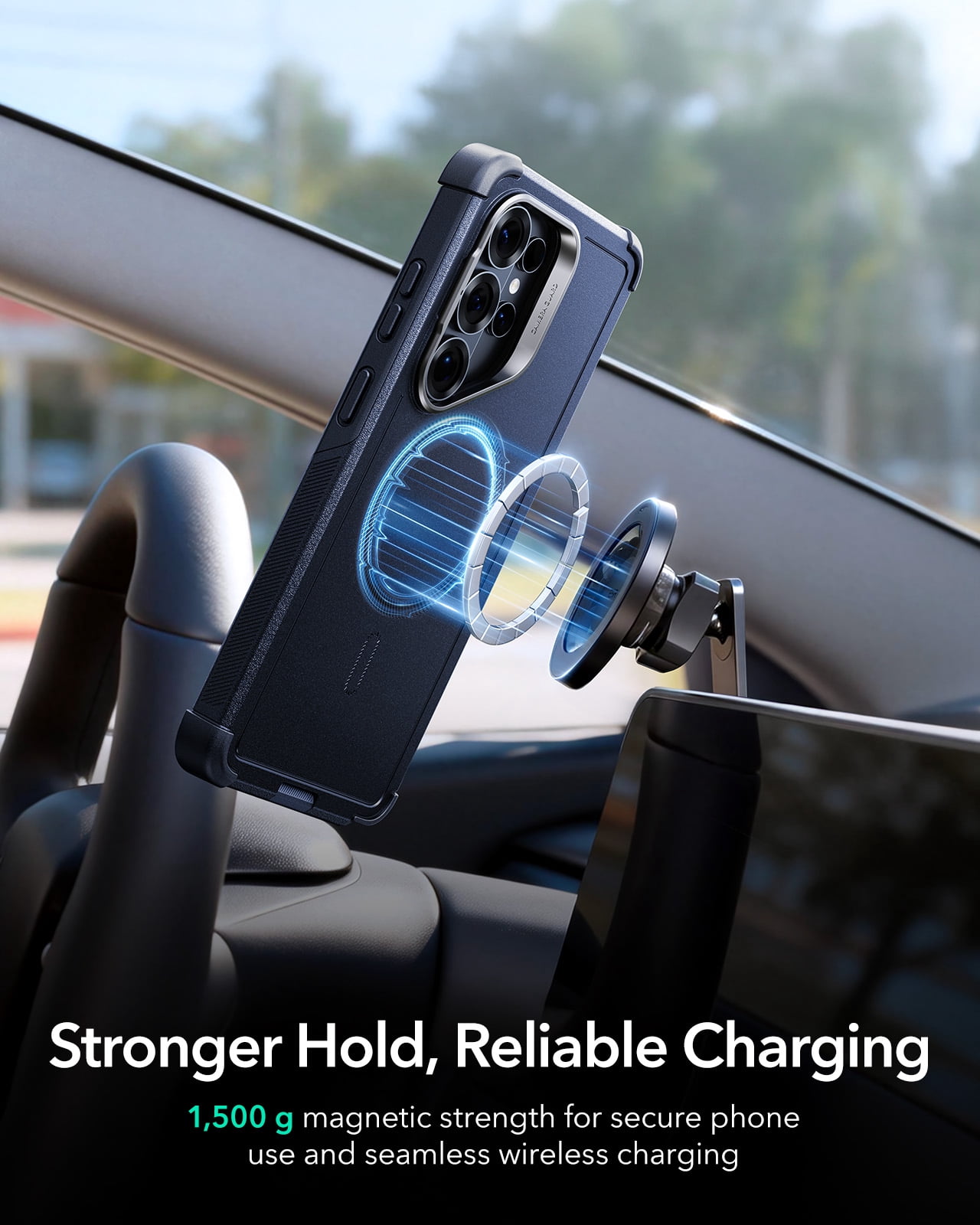 ESR for Galaxy 2026 Ultra Phone Case with Stash Stand, 7X Military-Grade Drop Protection, Shock-Absorbing Rugged Cover, Compatible with MagSafe Accessories, Navy Blue