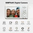 thumbnail image 4 of Cámara digital, cámara 4K para fotografía, cámara para niños de 56 MP, cámara digital compacta pequeña para adolescentes, adultos y principiantes, cámaras digitales 20X, 4 of 9