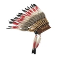 thumbnail image 1 of Chief Indian Feather Feather Stardress Decorative Cosplay Headwear para el rendimiento del escenario Rojo gris, 1 of 8