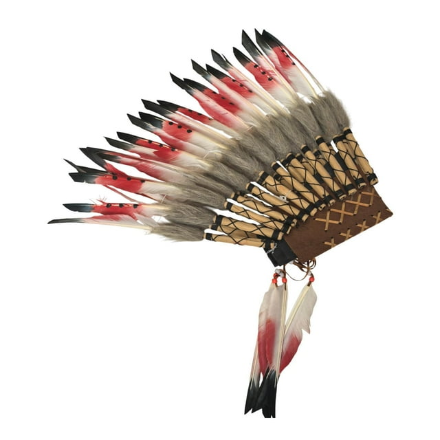 Chief Indian Feather Feather Stardress Decorative Cosplay Headwear para el rendimiento del escenario Rojo gris