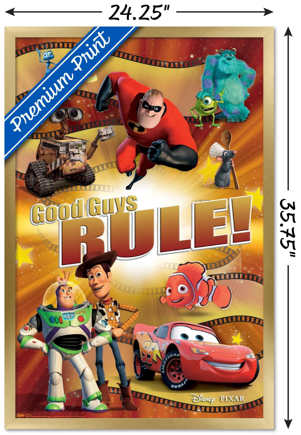Disney Pixar - Best of Pixar - Good Guys Rule! Wall Poster, 22.375" x 34", Framed