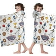 thumbnail image 4 of White Baseball Fun Club Pattern Hooded Bath Towel，60"x35" for Ages 3 To 12 Kids, Quick Dry Lightweight Soft Microfiber Hood Beach Towel Cover Up for Kids, 4 of 7