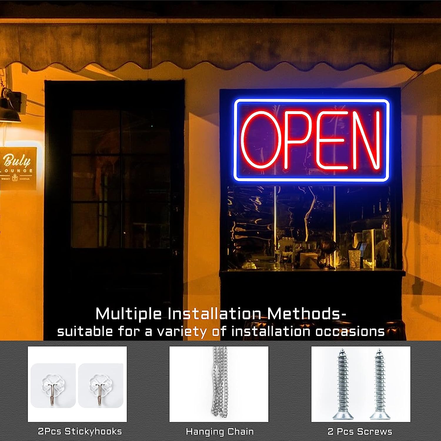 Open Sign, Neon Open Signs for Business Ultra Bright LED Open Signs 22 Inch  Electric Lighted Open Sign with ON/OFF Switch for Business Storefront  Window Glass Door Store Bar Salon Cafes Restaurant
