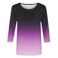 thumbnail image 5 of YUGYXL Women's Gradient Color Clothes Lounge 3/4 Sleeve Shirts Plus Size Tops Fashion Crew Neck Comfy Tshirts Dressy Tunics Fit Blouse, 5 of 5